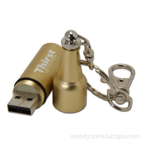 Metal Bottle Style USB Flash Drive with Built-in Password Protection, Supports Plug-and-play